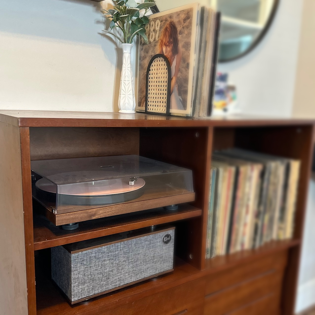 Record player, media console, record collection